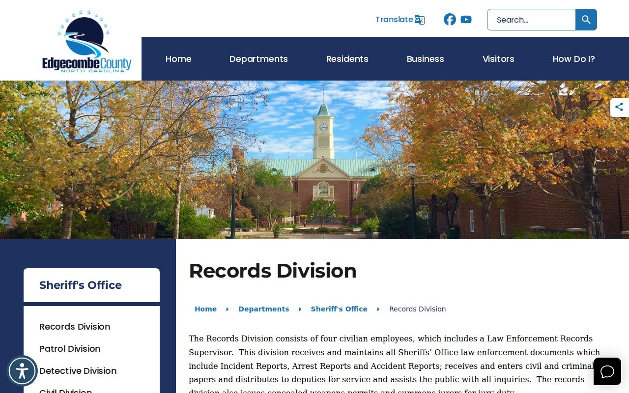 Edgecombe County arrest history Sheriff's Records Division page
