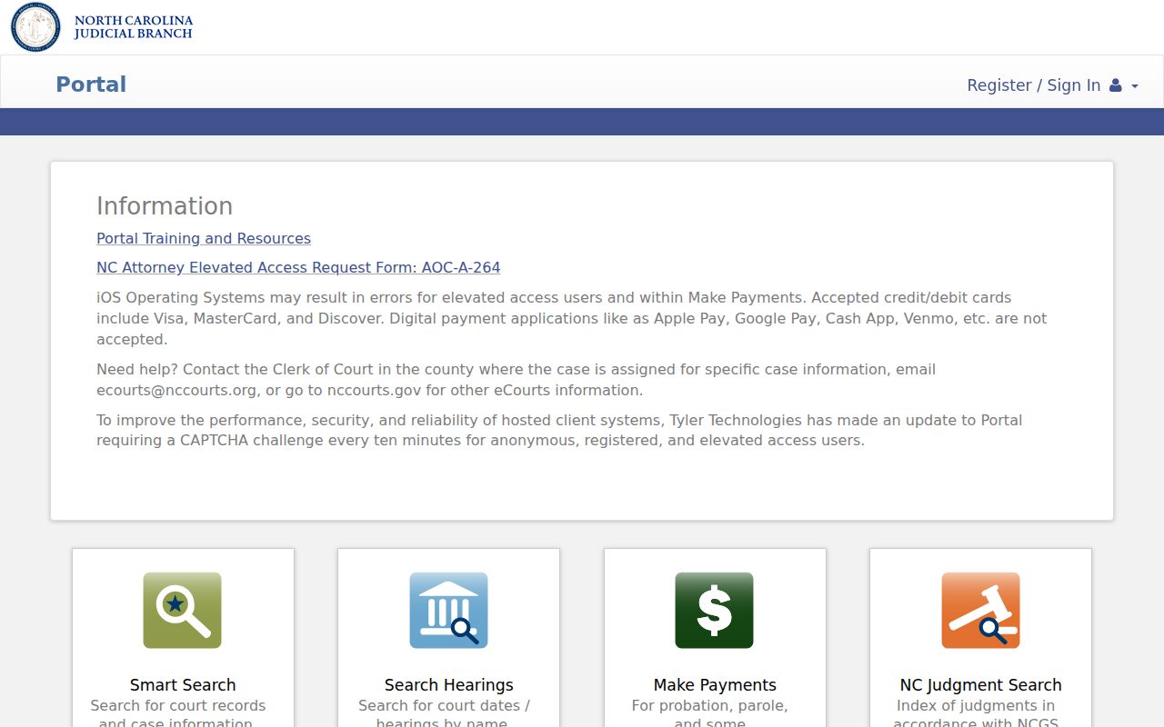 Edgecombe County criminal history eCourts Portal search