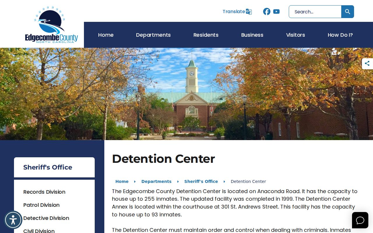Edgecombe County criminal history detention center record source