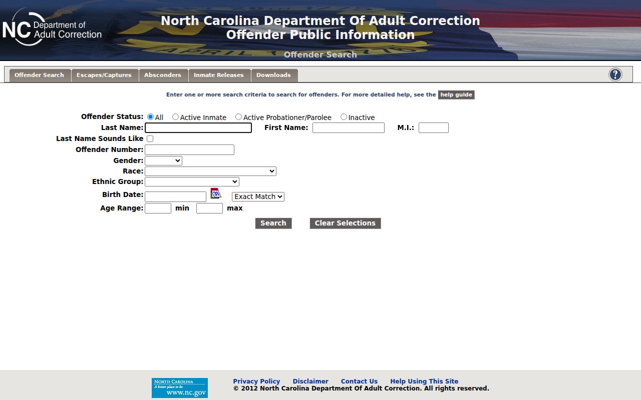 Edgecombe County criminal history NCDAC offender record search