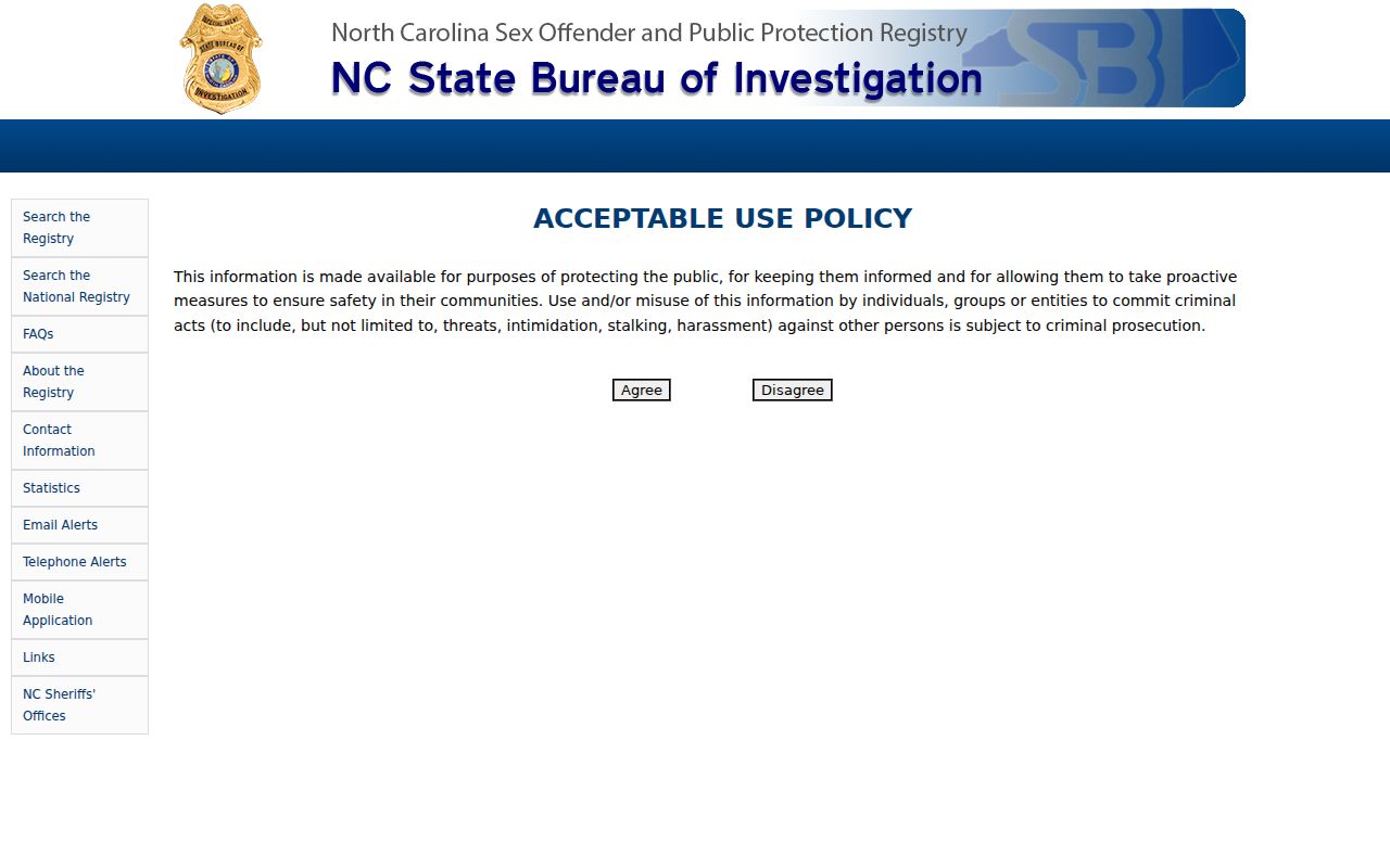 Edgecombe County sex offender registry acceptable-use gate