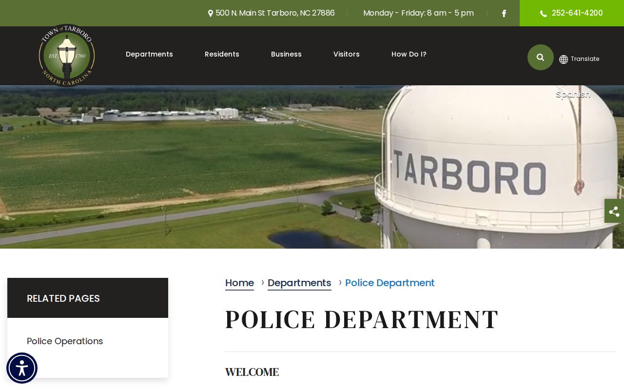 Tarboro Police Department source for Tarboro criminal history records